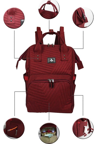 Stylo Tokyo Platinum All In One Special Edition Backpack Bebek Bakım Çantası - Bordo