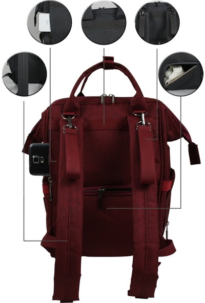 Stylo Tokyo Platinum All In One Special Edition Backpack Bebek Bakım Çantası - Bordo