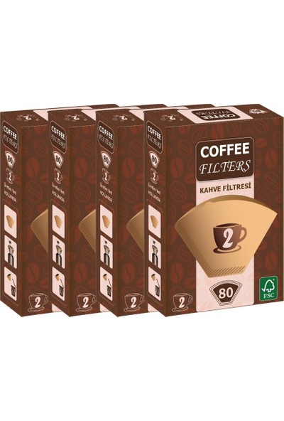 Coffee Filters Filtre Kahve Kağıdı No:2 80'li @ 4 Paket