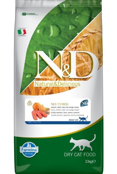 N&D Düşük Tahıllı Somonlu Kısırlaştırılmış Kedi Maması 10 kg