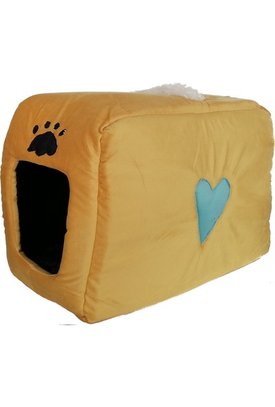 Flipper Kedi Köpek Yatağı Kalpli Çanta Model 35 x 55 cm Hardal Sarı