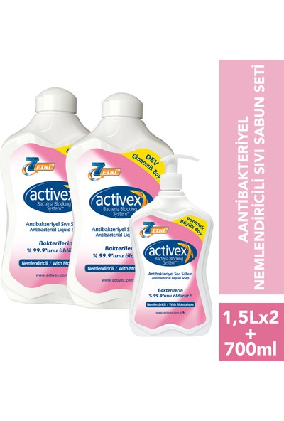 Activex Antibakteriyel Sıvı Sabun Nemlendiricili 1.5 lt & 1.5 lt & 700 ml