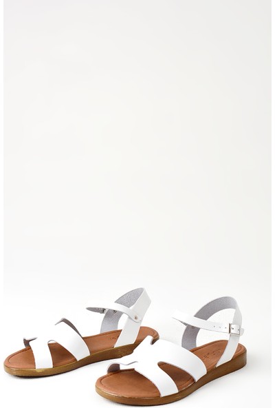 Uniquer Kadın Deri Sandalet 101354U 236 Beyaz