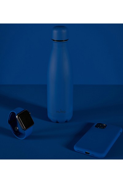 Puro Icon Soft Touch Paslanmaz Çelik Termos Koyu Mavi 500 ml