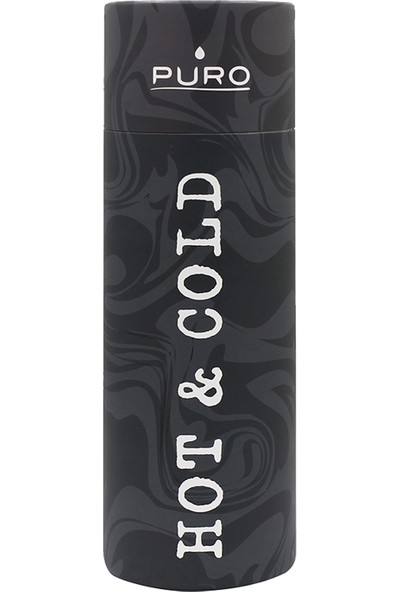 Puro Hot&Cold Paslanmaz Çelik Termos Optik Mat Siyah Akışkan Desenli 500 ml