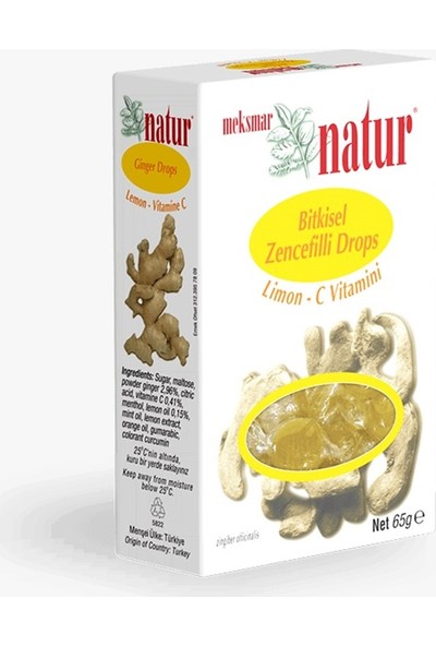 Natur Bitkisel Zencefilli Drops Limon - C Vitamini 65 gr x 12 adet