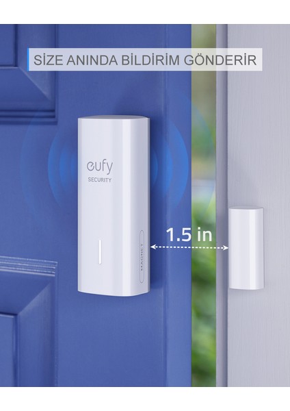 Eufy Security Akıllı Güvenlik Alarmı - Kapı ve Pencere Sensörü - T8900 (Anker Türkiye Garantili)