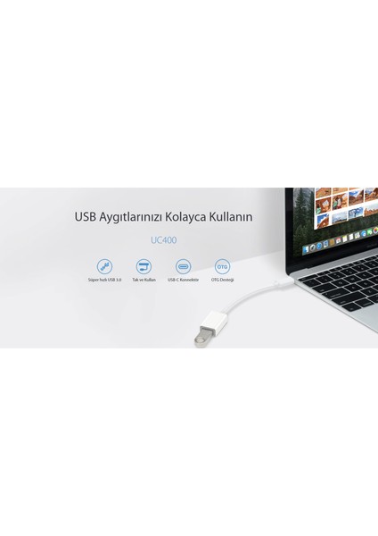 UC400, USB 3.0 USB-C to USB-A Adaptör