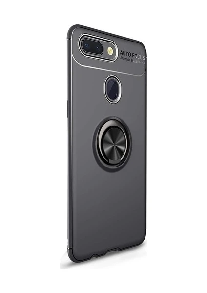 Case 4U Xiaomi Mi 8 Lite Kılıf Autofocus Shockprof Ravel Yüzüklü Standlı Slikon Kapak Siyah