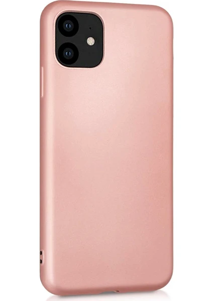 Case 4U Apple iPhone 11 Kılıf Klasik Mat Renkli Yumuşak Premier Silikon Rose Gold