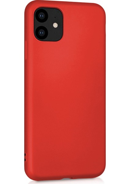 Apple iPhone 11 Kılıf Klasik Mat Renkli Yumuşak Premier Silikon Kırmızı