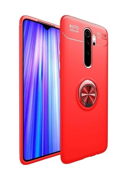 Xiaomi Redmi Note 8 Pro Kılıf Autofocus Shockprof Ravel Yüzüklü Standlı Slikon Kapak Kırmızı