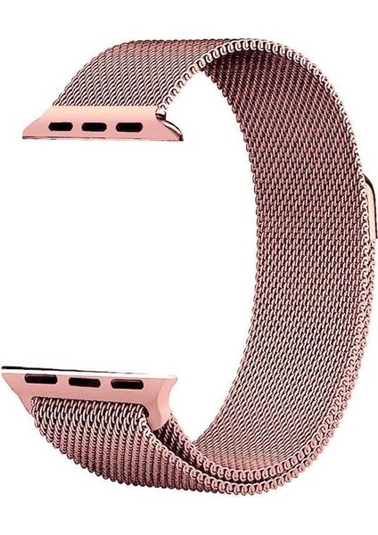 Apple Watch Uyumlu 2/3/4/5 Serisi 40 mm Hasır Metal Kordon Rose Gold