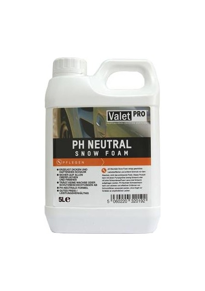 Valet Pro Ph Neutral Snow Foam Güvenli Yıkama Köpüğü 5 lt