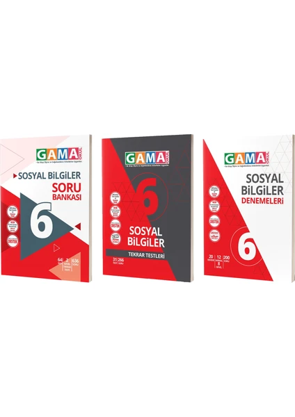 Gama Yayınları 6. Sınıf Sosyal Bilgiler Soru Deneme Tekrar 3'lü Set