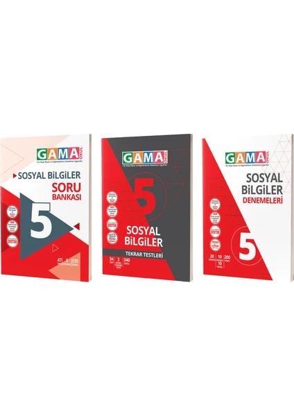 Gama Yayınları 5. Sınıf Sosyal Biligiler Soru Deneme Tekrar 3'lü Set