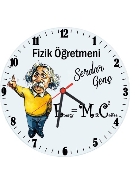 Fizik Öğretmenine Hediye Isimli Einstein Cam Duvar Saati