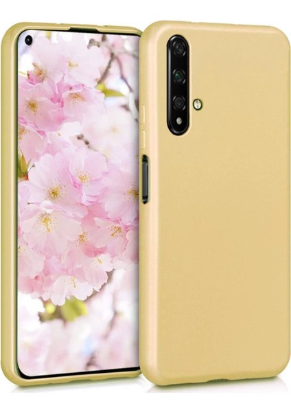 Huawei Nova 5T Kılıf Zore Premier Mat Esnek Silikon Gold