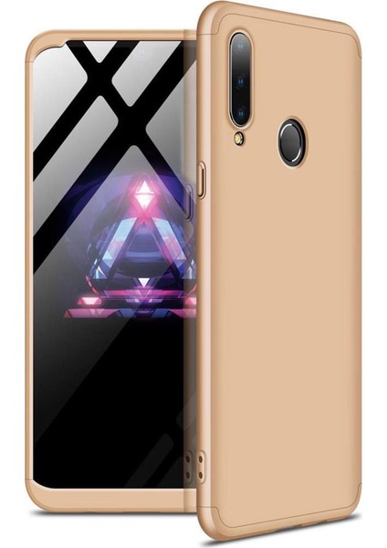 Galaxy A20S Kılıf Zore 360 Tam Koruma 3 Parça Ays Kapak Gold