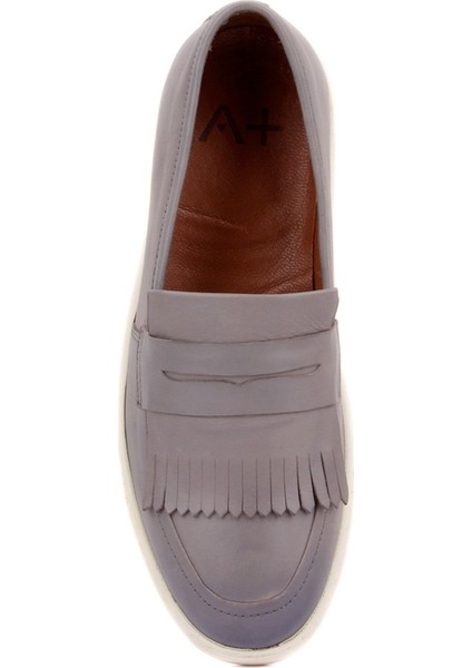 Gri Deri Bağcıksız Erkek Günlük Ayakkabı indirimleri