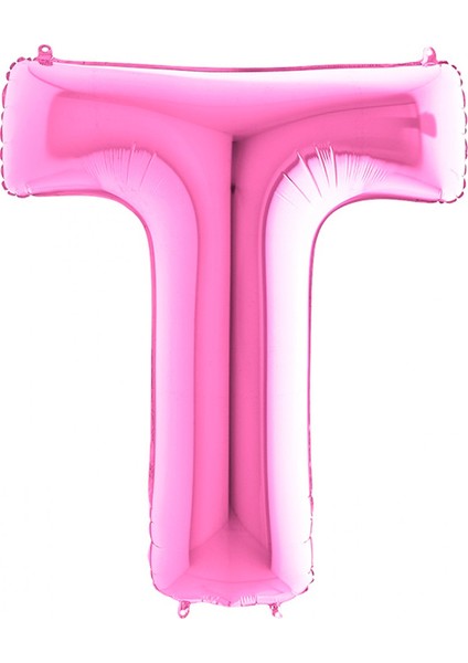T Harf Grabo Fuşya Folyo Balon 102 cm