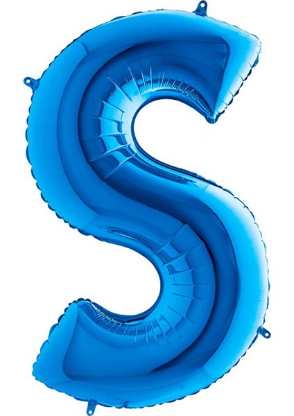 S Harf Grabo Mavi Folyo Balon 102 cm