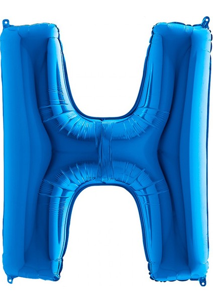 H Harf Grabo Mavi Folyo Balon 102 cm