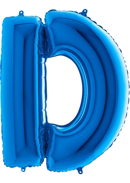 D Harf Grabo Mavi Folyo Balon 102 cm