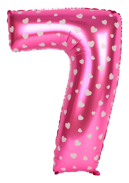 7 Rakam Pembe Kalp Folyo Balon 40 cm