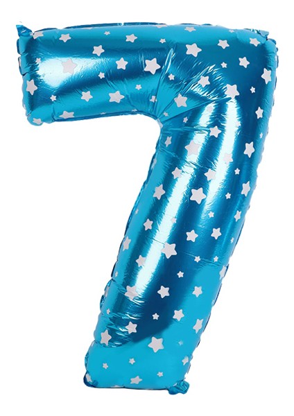 7 Rakam Mavi Yıldız Folyo Balon 40 cm