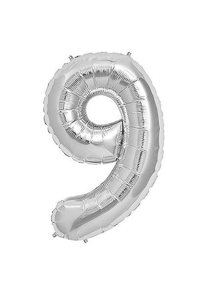 9 Rakam Gümüş Folyo Balon 40 cm
