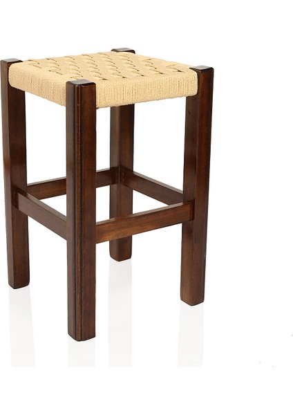 Tabure Hasır Örgülü Ceviz Renk 60 cm