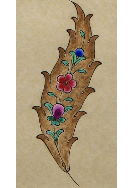 EL İŞÇİLİĞİ YAPRAK MOTİFLİ TEZHİP TABLO 35 * 25 cm - 1823