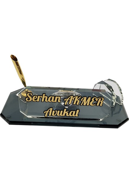 M214 Kişiye Özel Kartvizitlik Saat Kalem Masa Isimliği Füme fiyatları