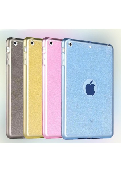 Fujimax Apple iPad Air 1 Simli Transparan Süper Silikon Kılıf (A1474 A1475 A1476 A1822 A1823 A1893 A1894) Füme