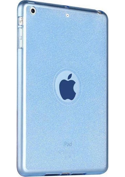 Fujimax Apple iPad Air 1 Simli Transparan Süper Silikon Kılıf (A1474 A1475 A1476 A1822 A1823 A1893 A1894) Mavi