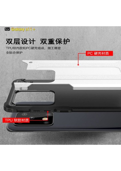 Samsung Galaxy S20 Plus Kılıf Shockproof Silikon Zırh Gold fiyatları