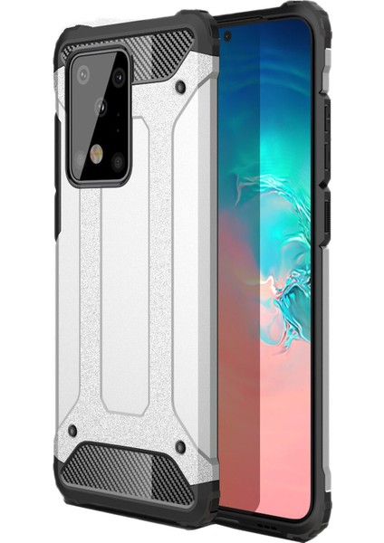 Samsung Galaxy S20 Plus Kılıf Shockproof Silikon Zırh Gümüş