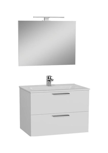 Mia 75024 Banyo Dolabı Seti, Çekmeceli, 80 cm, Parlak Beyaz