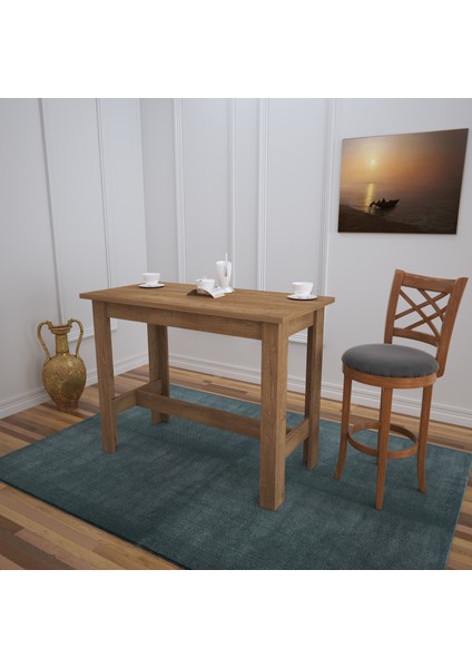 Barra Bar Masası Yüksek Yemek Masası, Koyu Meşe, 120x60