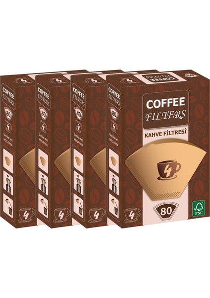 Coffee Filters Filtre Kahve Kağıdı No:4 80'li @ 4 Paket