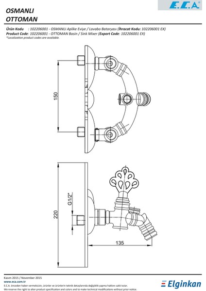 ECA Osmanlı Aplike Eviye Bataryası 102206001 fiyatları