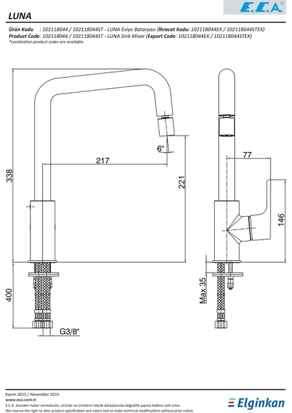 ECA Luna Eviye Bataryası 102118044 fiyatları