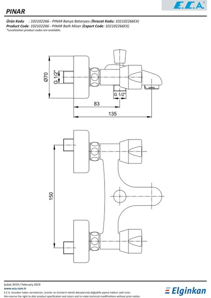 ECA Pınar Banyo Bataryası fiyatları