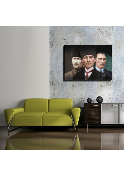 Atatürk 3'lü Portre Kanvas Tablo fiyatları
