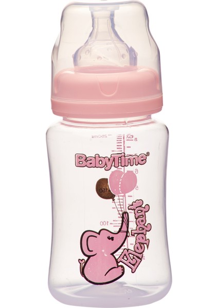 BabyTime Silikon Uçlu Geniş Ağızlı Biberon 250ml - Pembe