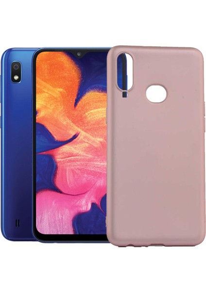 Samsung Galaxy A10S Kılıf Klasik Mat Renkli Yumuşak Premier Silikon Rose Gold