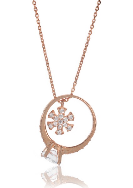 Kar Taneli Tek Taş Kolye