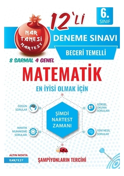 Nartest Yayınevi 6. Sınıf Nar Tanesi Matematik Beceri Temelli 12'li Deneme Sınavı