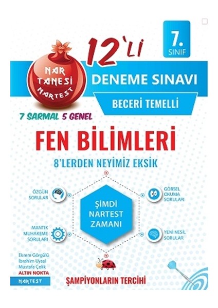 Nartest Yayınevi 7. Sınıf Nar Tanesi Fen Bilimleri Beceri Temelli 12'li Deneme Sınavı